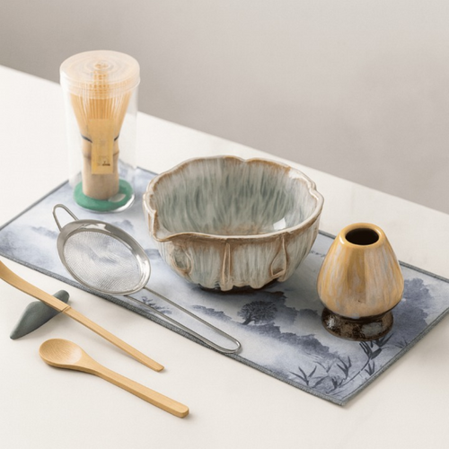 Kit matcha 8 pièces coloris beige : bol 550 ml, fouet en bambou et accessoires