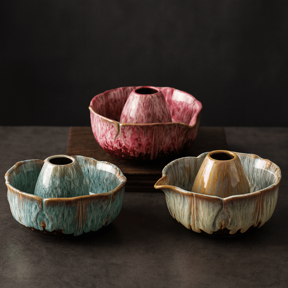 Les trois coloris du kit matcha 8 pièces : rose, bleu et beige